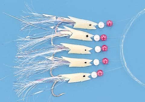 Makrel rig med flourescerende fisk og selvlysende perler
